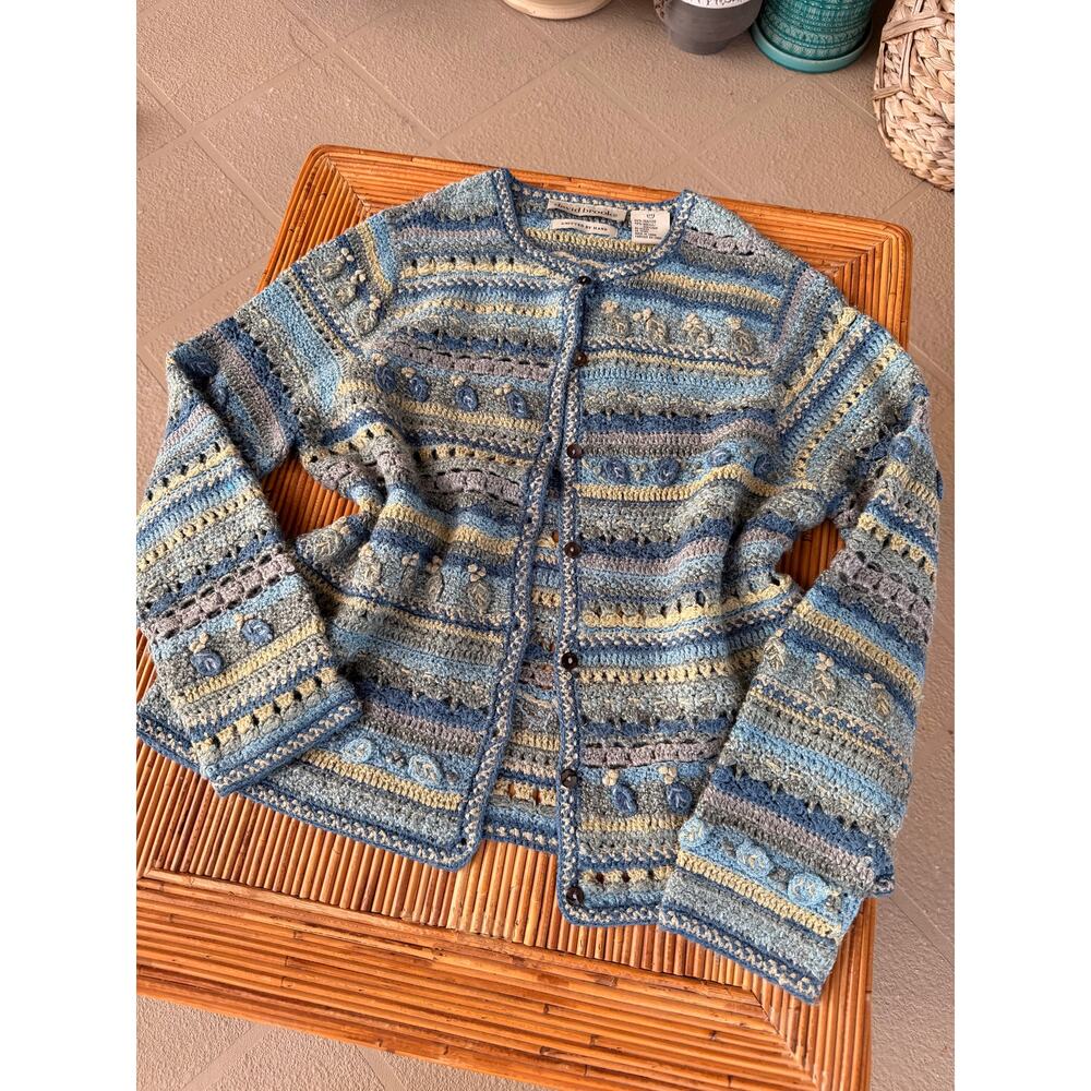 VTG David Brooks Silk Knit Cardigan Button Up Size M